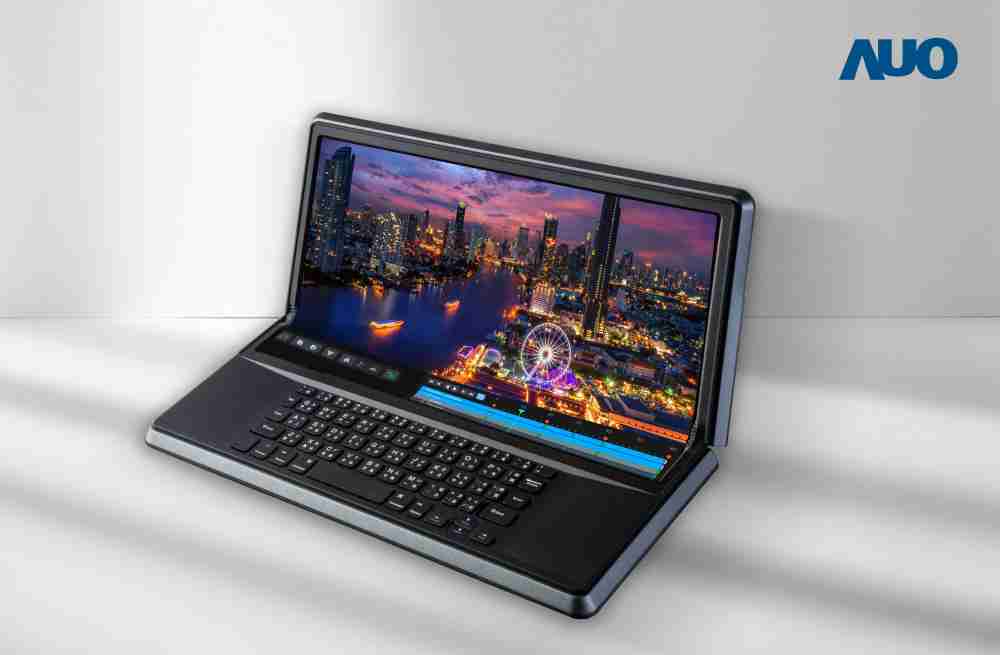 EBpay14.6吋Micro LED折迭显示屏幕，，，，搭配半径4mm的弯折绞炼，，以及高画素、、高亮度、、、、高对比度的显示技术特点，，，即便在大视角下仍保有绝佳色相与亮度