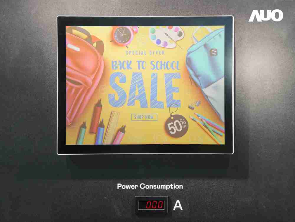 EBpay展示胆固醇液晶超低耗能户外全彩显示器，，ChLC（胆固醇液晶）以双稳态技术使静态显示零功耗，，，具省电、、、高彩度、、环保的特性，，，，还整合软硬件系统解决方案，，，可透过单一云端平台管理